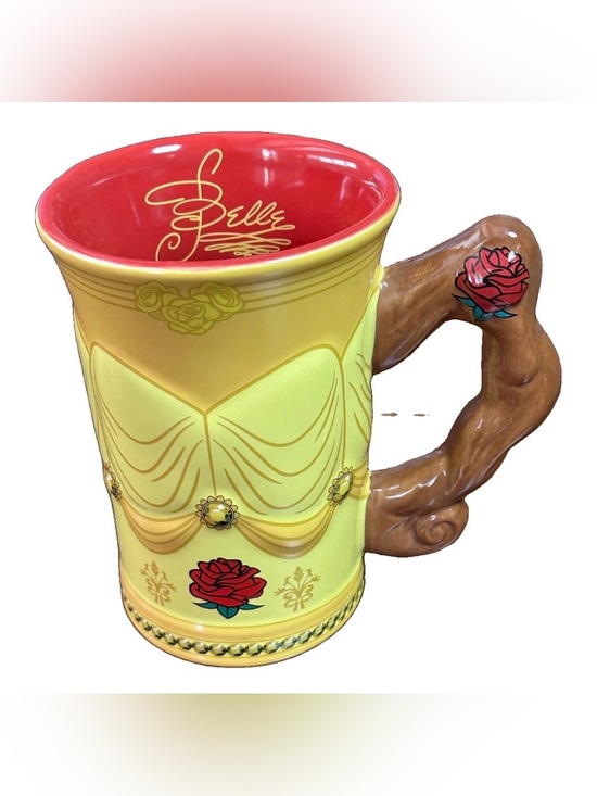 Disney Other - Disney Parks Beauty & The Beast Belle Dress Mug With Rose Handle 12oz Ceramic
